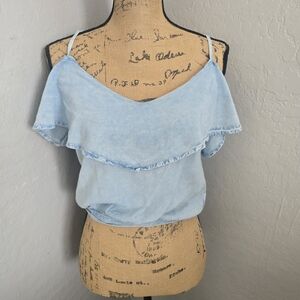 Cold Shoulder Chambray Denim Top size S